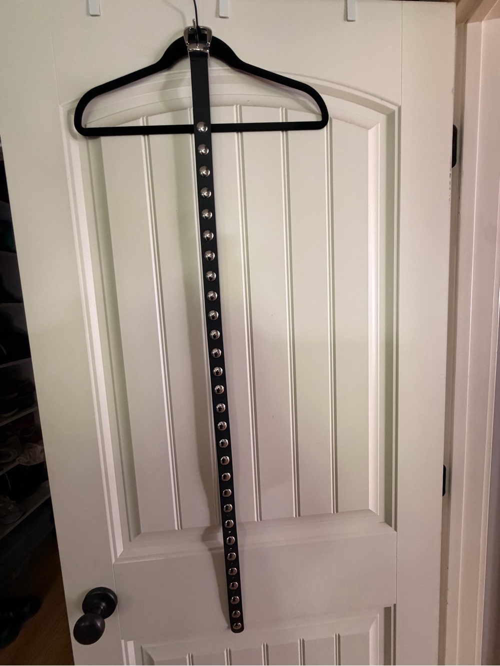 Madewell Black Leather Silver Studded Belt Size L